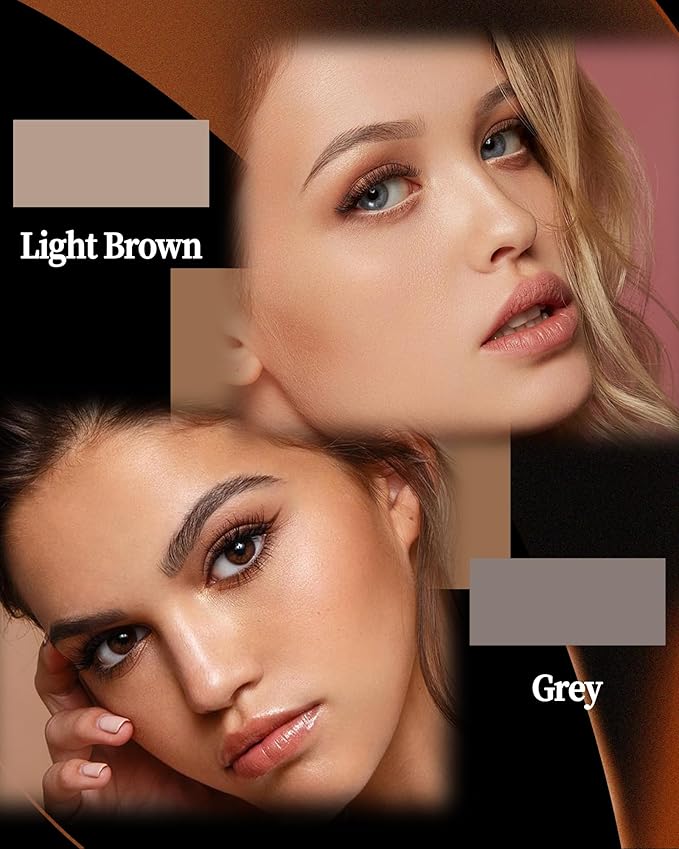 Eyebrow Powder Makeup Kit - Light Brown+Grey, 2 Color Eye Brow Powder Palette Waterproof Long-Lasting Brow Filler, Lightweight, Easy Blend, Natural Full Look with Brush, maquillaje para cejas-01