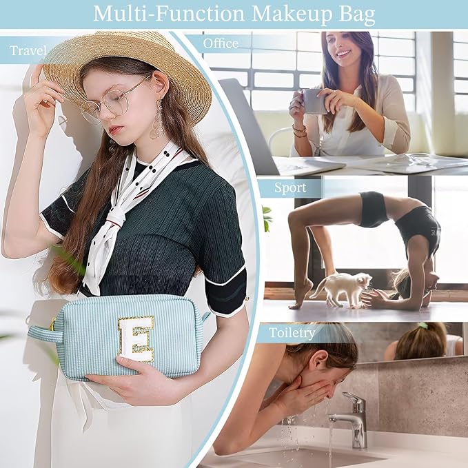 YOOLIFE Bridesmaid Gifts for Wedding Day - Bridesmaid Proposal Gifts, Bridal Shower Gifts, Bride To Be Gifts, Maid of Honor Gifts, Bachelorette Party Gift for Bride, Initial Makeup Bags for Women B