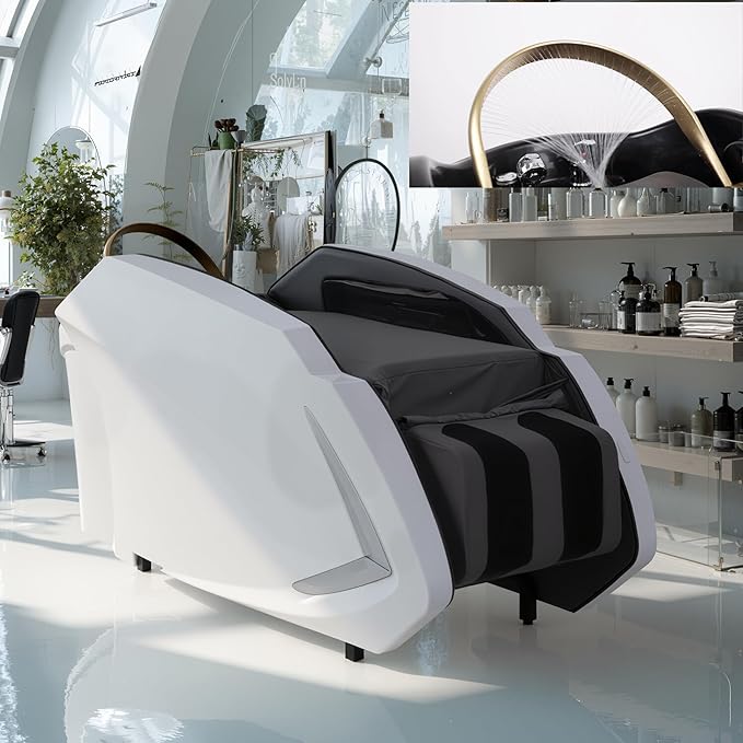 TATARTIST Shampoo Bed Head Spa Bed Full Body Electric Massage Table Armrest Leg Airbag Automatic Massage Head Spa Equipment with Fumigation Function and 78 outlets Water Circulator (Grey)