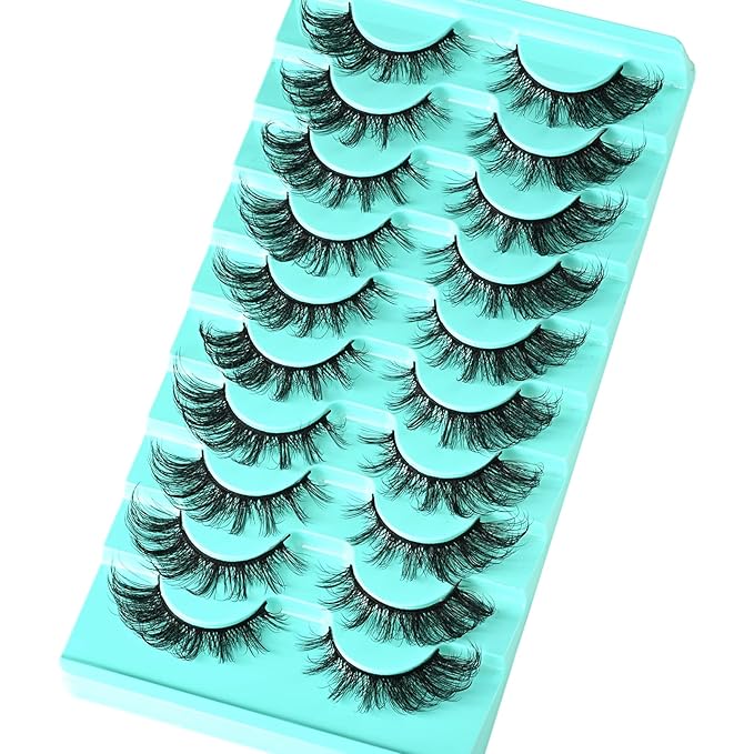 Cat Eye Lashes Natural Fox Eyelash Wispy Russian Strip Eyelashes 10 Pairs D Curl Fake Fairy Lash Strips Fluffy Spiky Cateye Lashes Wispies False Eyelash Foxy Look (Fox Eyelashes | 8-16mm)