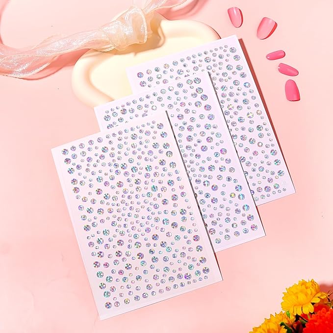 975PCS Gem Stickers Jewels for Crafts Rhinestone Stickers Face Gems Pearls for Makeup stick on Body Crystal Clear Crystal Decals 3/4/5/6MM Hair Nails Craft DIY Decor