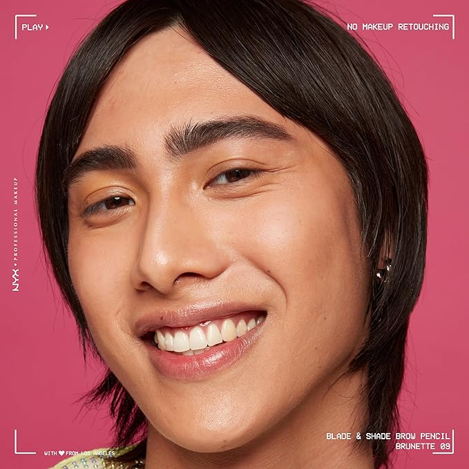 NYX PROFESSIONAL MAKEUP Blade & Shade Brow Pencil, Nano Mechanical Eyebrow Pencil, Up to 16HR Make Up Wear - Brunette