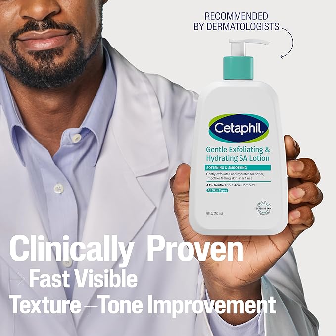 Cetaphil Gentle Exfoliating SA Lotion, Lightweight Moisturizer for All Skin Types, 16 Fl oz Pump Bottle, Salicylic Acid, Mandelic Acid & Gluconolactone, Gently Exfoliates, Dermatologist Recommended Brand
