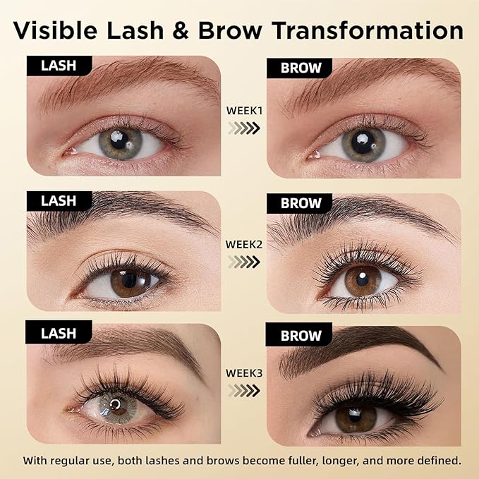 Eyelash & Eyebrow Growth Serum – 15 Plant Extracts for Longer, Denser & Fuller Lashes & Brows, Boosts Natural Hair Development,eyelash serum,Hypoallergenic Oil-Free,lash growth serum (Golden Yellow)