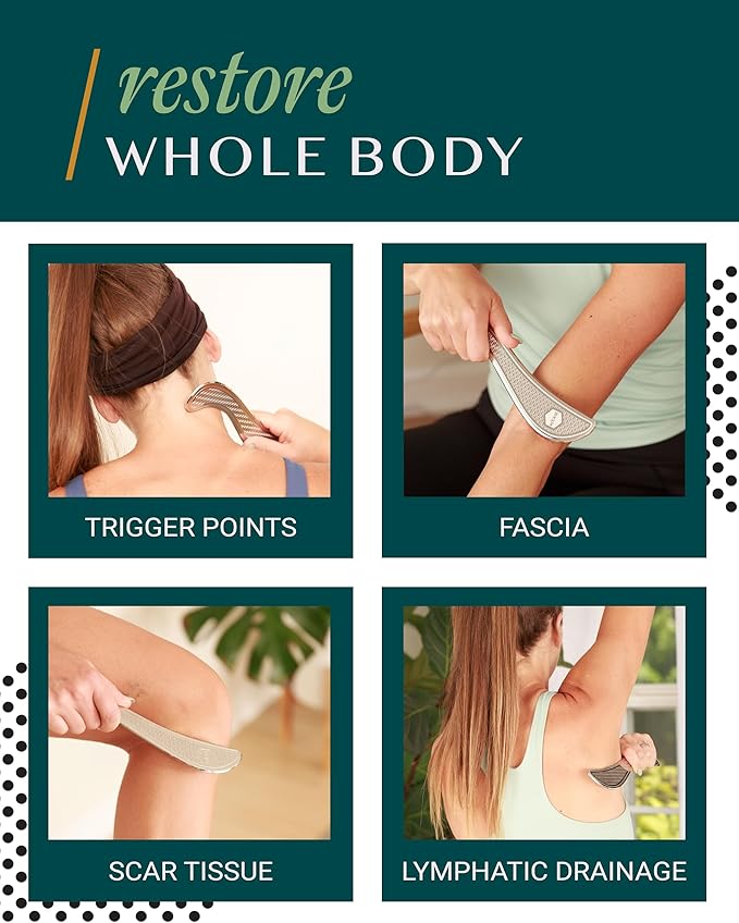 Muscle Scraper Tool with Patent-Pending Non-Slip Grip – Family-Owned Brand - Myofascial Release Tool to Relieve Tension – Massage Scraper for Sore Muscles - Stainless Steel Gua Sha for The Whole Body