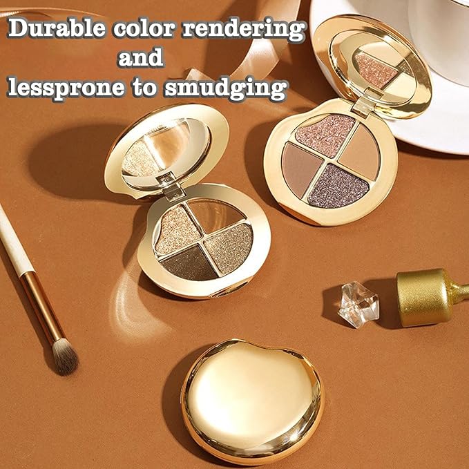 Glow Gallery Highlighting Eye & Cheek Palette, 4-Color Metallic Shimmer Eye & Cheek Palette, Blush and Highlighter Palette, Makeup Set for Shading, Highlighting & Defining the Face (#06)