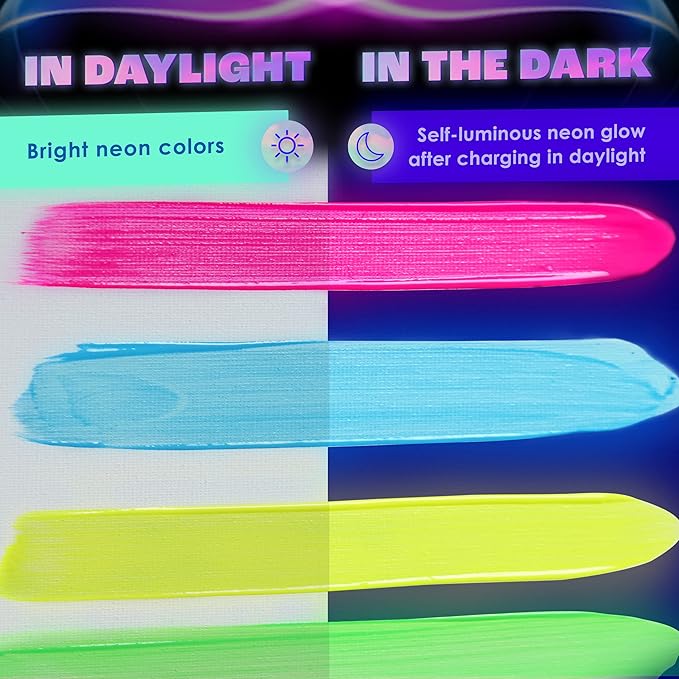 'XXL Set' 24 Cans of Glow in The Dark Paint by neon nights | Luminescent & Phosphorescent, Self-Luminous Paints