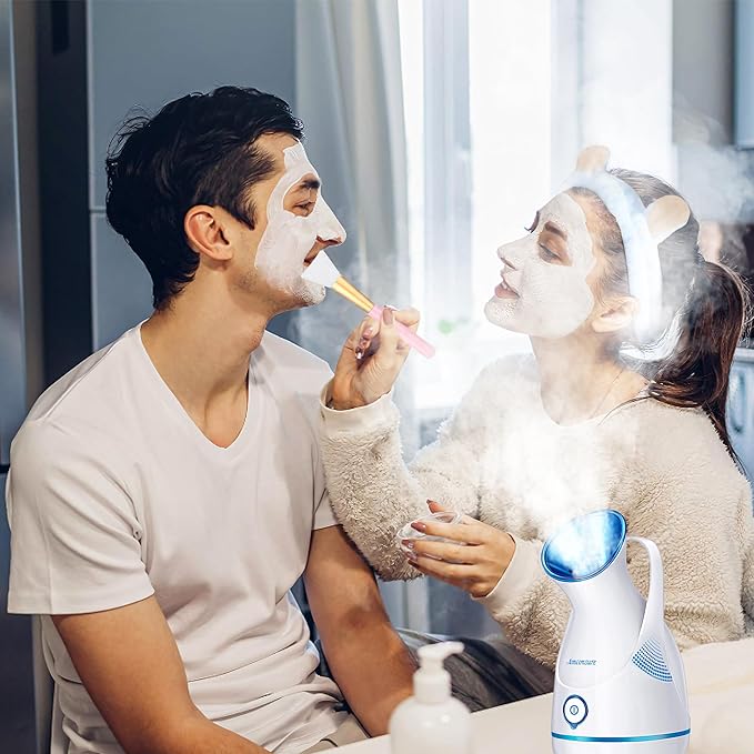 Amconsure Facial Steamer - Nano Ionic Face Steamer Warm Mist Steamer for Home Sauna SPA, Humidifier for Deep Cleaning Unclogs Pores Sinuses(Blue)