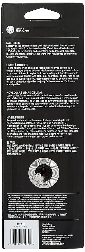 Tweezerman Professional Nail Files, 3 Count (Pack of 2)