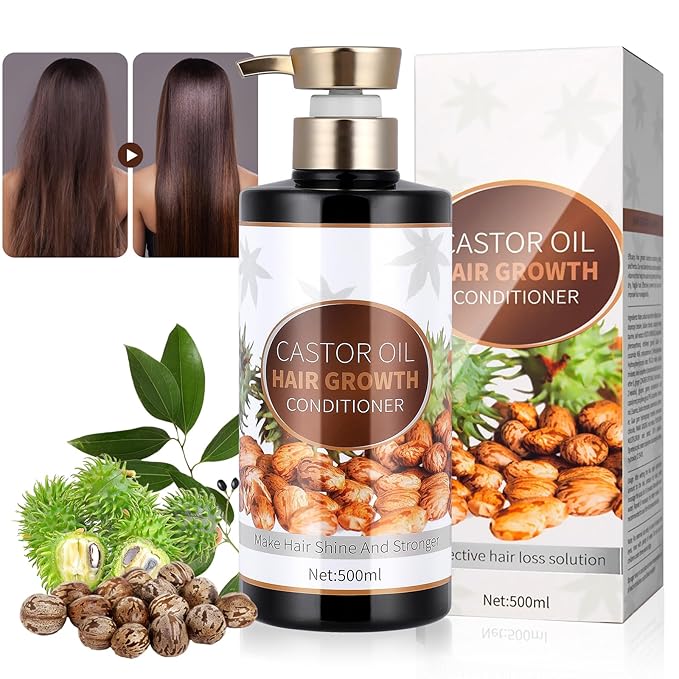 Silvercell Castor Oil for Hair Growth Conditioner, Prevents Hair Loss Conditioner Strengthens Hair Roots, Hair Care Conditioner Nourishes Dry Hair, Hair Thickening for Women & Men,16.91 fl.oz