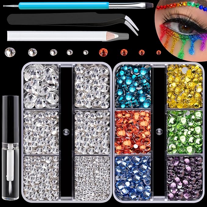 Colorful Face Gems for Makeup Set, Flatback Gorgeous