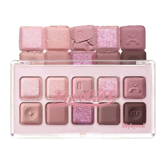 lilybyred Mood Keyboard | 10-Shade Korean Eyeshadow Palette, Highly Pigmented, Matte, Shimmer & Jelly Glitter, Smooth. Blendable, Long-Lasting, Dome-Shaped Design, 0.37 oz. (08 Lavender Dial)