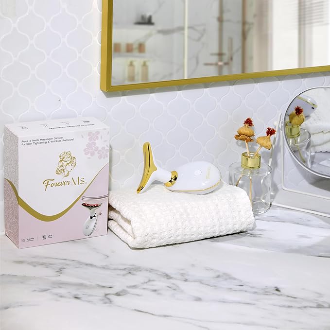 Red Light Therapy Face Massager Tool - with 7 LED Colors - Skin Care Beauty Device for Neck and Facial Tightening and Lifting