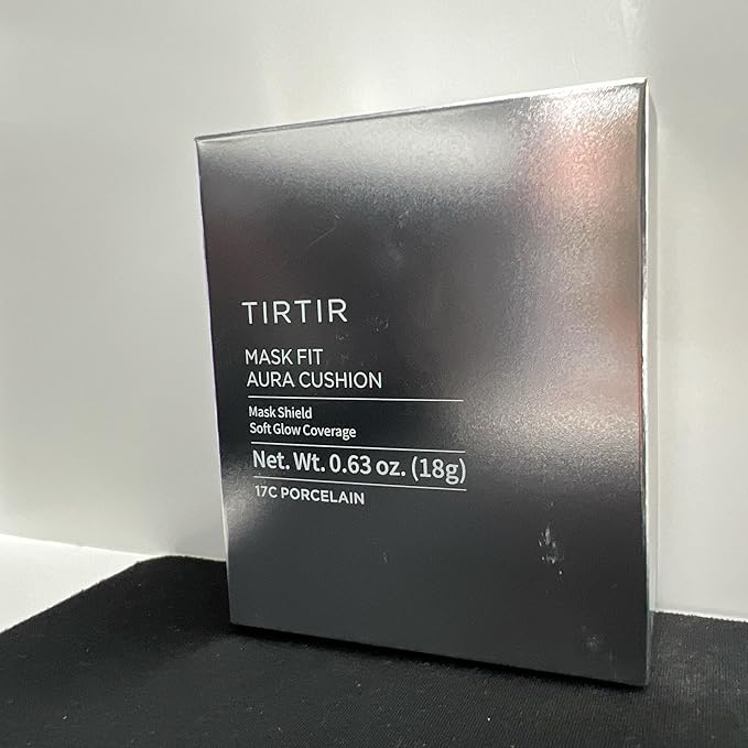 TIRTIR Mask Fit Aura Silver Cushion Foundation | Semi-glow Finish, Natural Coverage, Moisturizing, Lightweight, Korean cushion foundation (#17C Porcelain, Full Size, 0.63 Fl Oz)