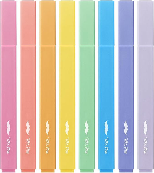 Mr. Pen Aesthetic Highlighters, 8 pcs, Chisel Tip, Assorted Colors, No Bleed Bible Highlighters
