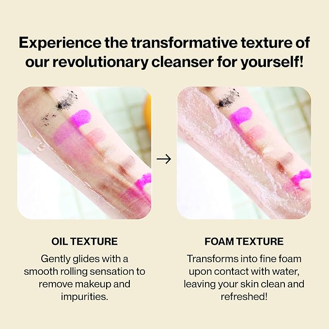 Knours. 2-in-1 Oil-to-Foam Non-Stripping Facial Cleanser, Honey & Plant Based Oils Makeup Remover Non Drying Clean Beauty (145ml 4.97 fl. oz.)