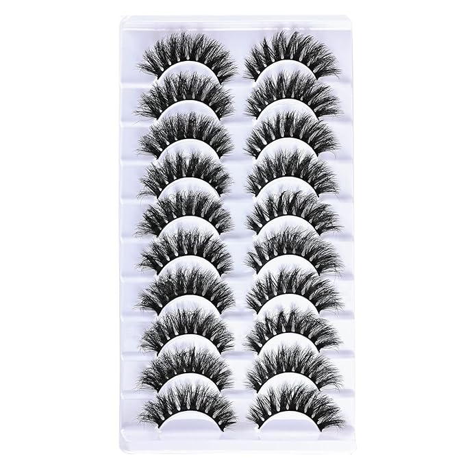 FARRED Mink Lashes Short Fluffy Eyelashes Wispy Natural Eyelash Pack Full Volume Lash Strips 10 Pairs Wispies Fake Strip Lashes Natural Look False Eye Lash Russian Looking for Everyday Makeup (Z03)