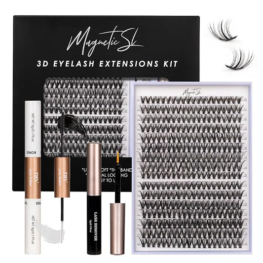 Lash Clusters DIY Lash Extensions Kit 320pcs Individual Lashes Clusters 30D 40D D Curl Eyelash Extension Kit with Applicator and Lash Bond&Seal,Clusters Lash Glue Remover Mix 10-16mm (30D+40D-320 KIT)
