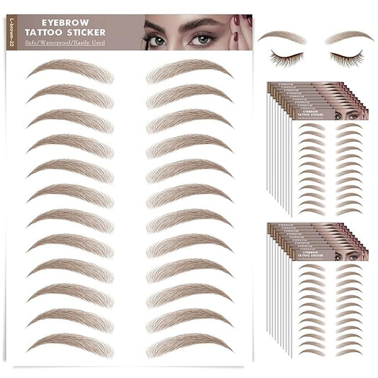 20 Sheets 240 Pairs Eyebrow Tattoo Sticker Waterproof 4D Hair-Like Natural Fake Tattoo Eyebrows Transfers Stickers Peel Off Brows Grooming Shaping Sticker in Vibrant Miami,Light Brown