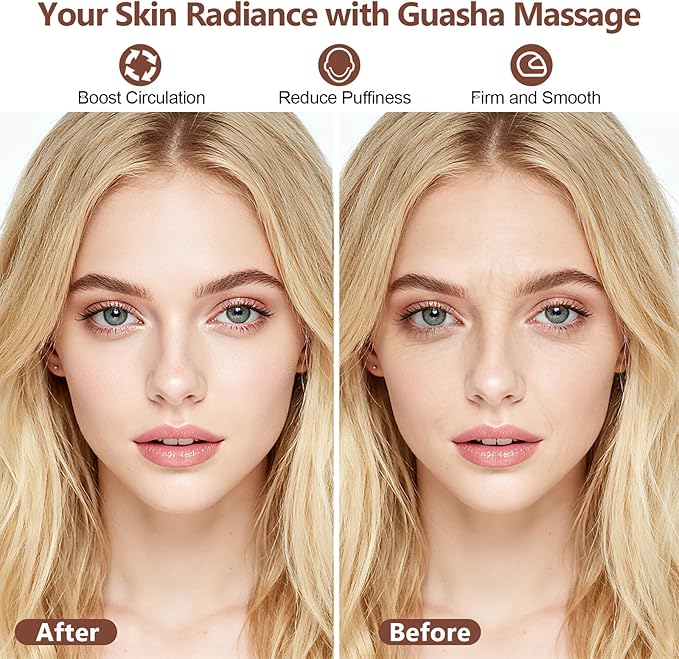 2 Pcs Stainless Steel Gua Sha Facial Tools Set, Guasha Tool for Face and Body Skin Massage, Facial Scraping Tools for Jaw Lift Massager, Puffiness Reduction, Lymphatic Drainage & Skin Tightening, Gift