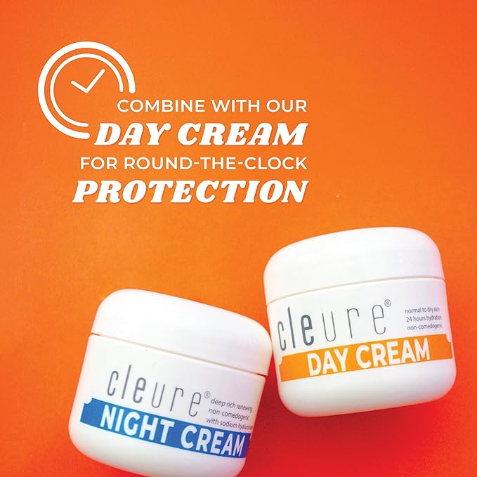 Cleure Hyaluronic Acid & Shea Butter Anti-Aging Night Cream for Sensitive Skin, Gluten, Salicylate, Paraben & Fragrance Free (2 oz, Pack of 2)