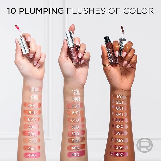 L'Oreal Paris Plump Ambition Hyaluron Lip Oil, 24 HR Lip Gloss with Hyaluronic Acid, Volumizing Formula with Glass-Like Shine, Cherry Cherie 390, 0.16 Fl Oz