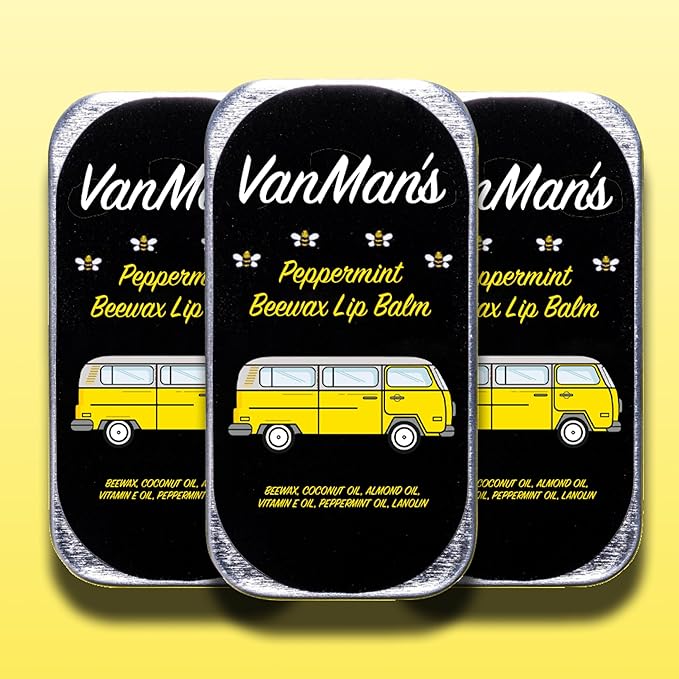 Vanman’s - Handmade Peppermint Beeswax Lip Balm (9 Pack) - Peppermints Lip Balm with Rosemary, Almond and Coconut Oil - Bee Balm with Vitamin E - Peppermint Balm Ideal for Dry Lips - 2 oz