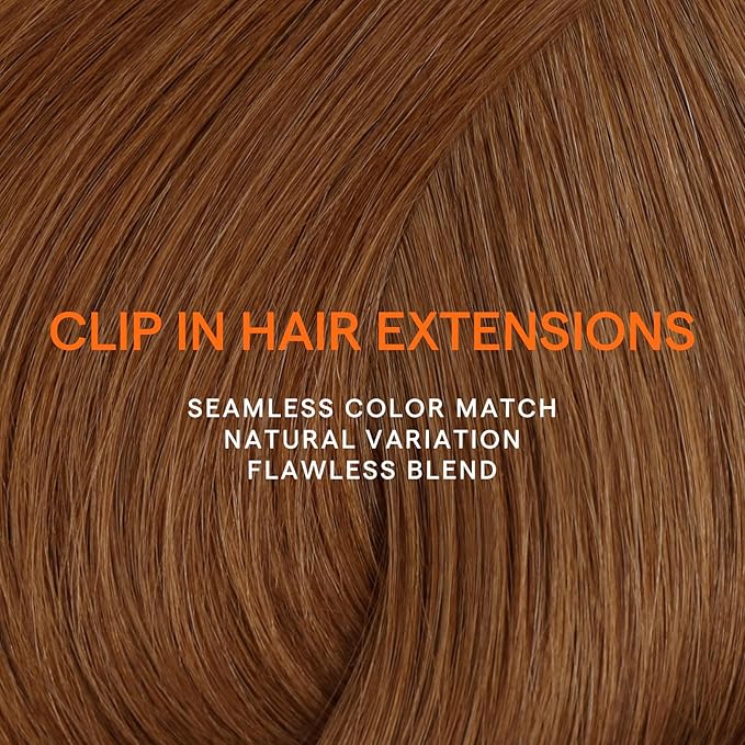 Full Shine Dark Auburn Hair Extensions Clip ins Real Human Hair Auburn Remy Hair Extensions Clip in for Women for Hairstyles 18 Inch 7 Pcs 120 G
