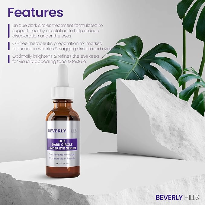 Beverly Hills DCX Under Eye Serum for Wrinkles, Puffy Eyes and Dark Cirlces Treatment for All Skin Types | Anti Wrinkle Serum with Seaweed, Hyaluronic Acids & Peptides for Hydrated & Soft Skin, 30 mL