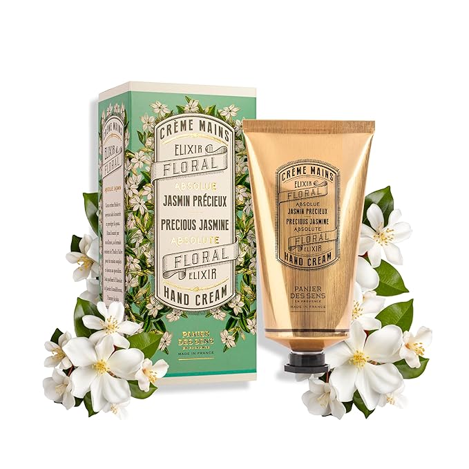 Panier des Sens Jasmin Hand Cream - Nourishing Shea Butter Hand Cream for Dry Cracked Hands 97% Natural Ingredients - Dermatologically Tested Hand Lotion for Woman Made in France, 2.5 fl oz