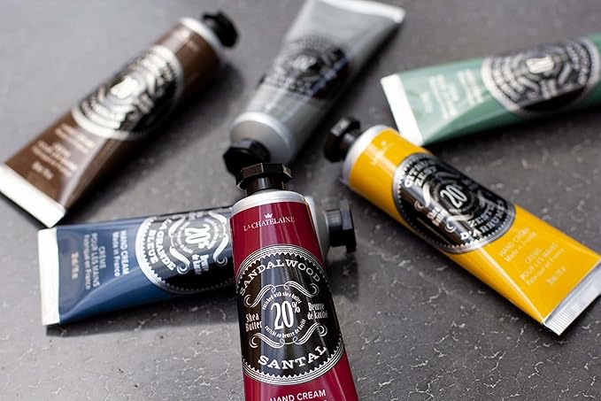 La Chatelaine Hand Cream Unisex Gift Set, Ready-To-Gift Hand Lotion, Travel Size, Natural Hand Cream Made in France with 20% Organic Shea (Moroccan Mint, Vetiver Cedar, Bourbon Vanilla) 3 x 1 fl oz