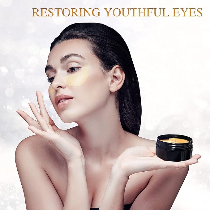 Under Eye Masks - 24K Gold Under Eye Patches for Puffy Eyes and Dark Circles - Under Eye Treatment, Fine Lines & Puffiness, 30 Pairs Collagen Eye Gel Pads for Personal Care