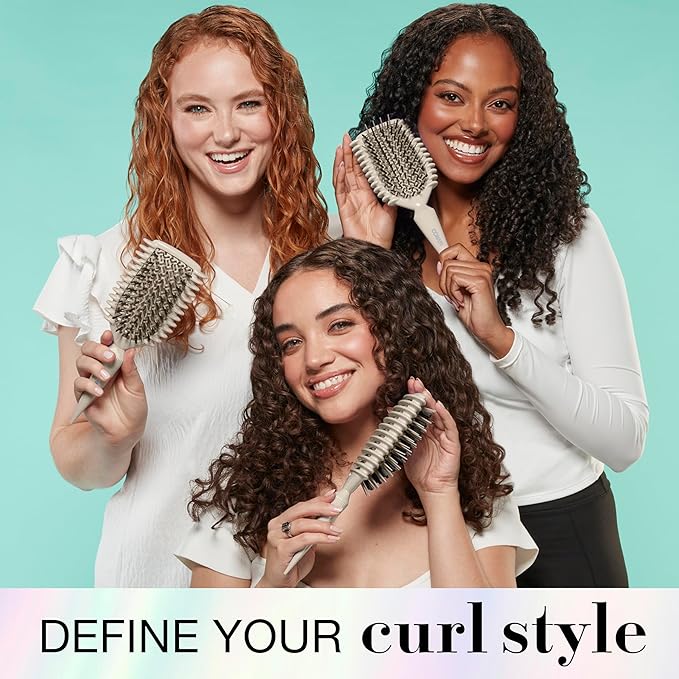 Conair Curl Define Pro Detangler Brush for Curly Hair, Dual-Vent Design with Continuous Grooves, Mixed Bristles for Frizz-Free Detangling, Smoothing, and Curl Definition