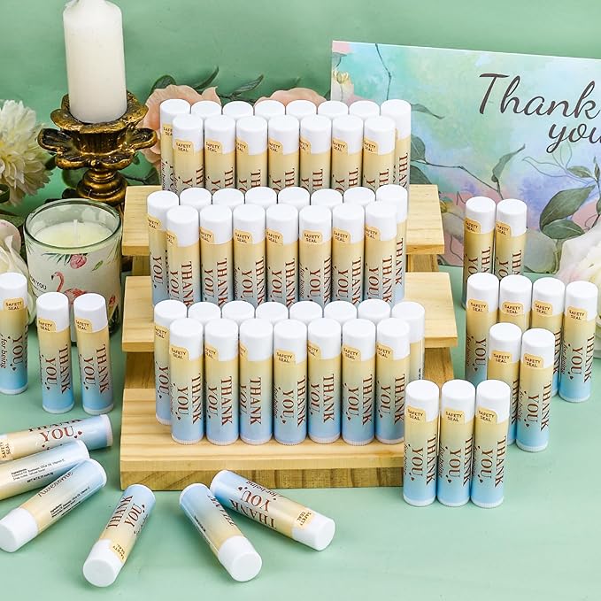 DMSKY Appreciation Gifts 60 Pcs Lip Balm Bulk, Staff Appreciation Gifts Bulk Thank You Gifts Bulk for Coworkers Teacher Worker Employee Leaving Farewell Gifts
