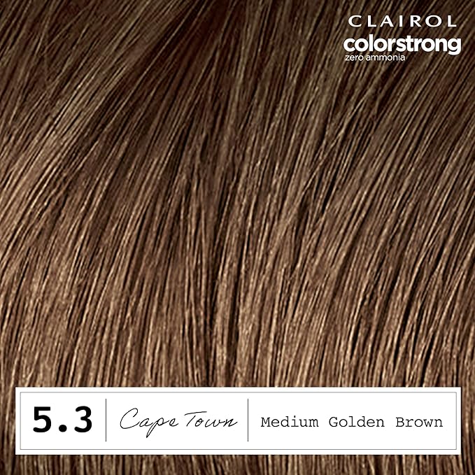 Clairol ColorStrong Permanent Zero Ammonia Hair Dye, 5.3 Medium Golden Brown - Cape Town Hair Color, Pack of 1