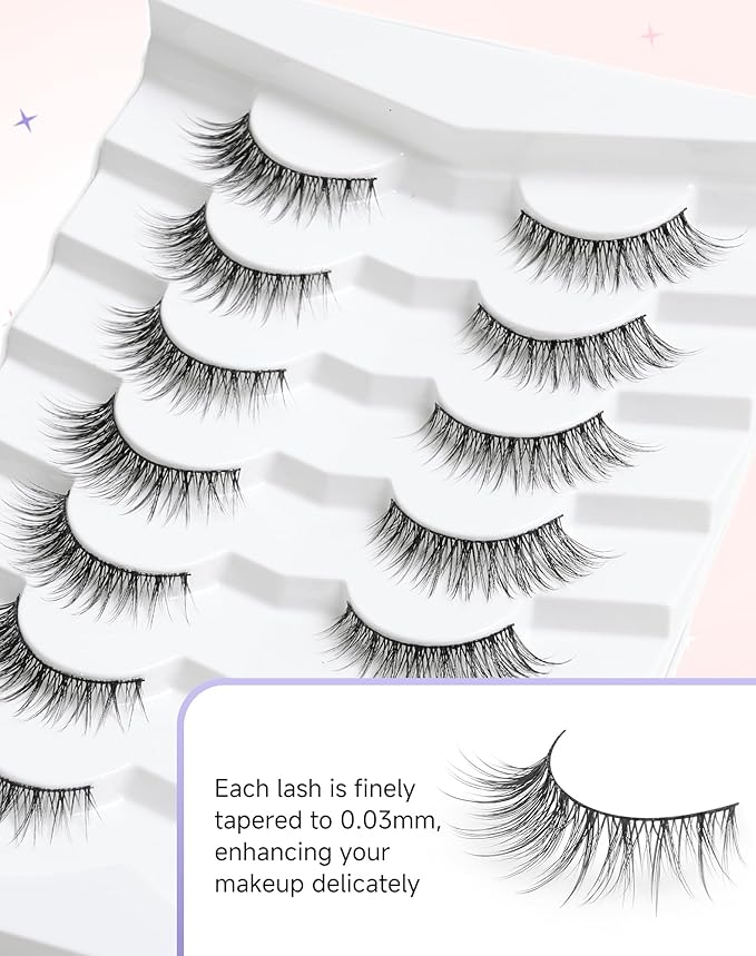 Natural Lashes Natural Eyelashes Natural Look Wispy Lashes Mink Lashes False Eyelashes Fake Eyelashes C Curl Lashes Strip Lashes Pure-03