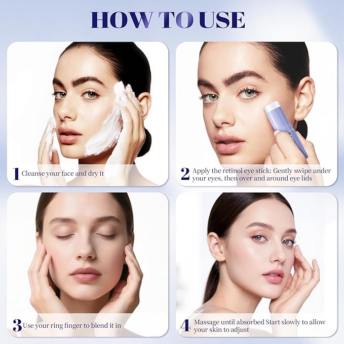 Retinol & Caffeine Eye Balm Stick for Dark Circles, Puffiness, Fine Lines and Eye Bags, Anti Aging Under Eye Cream Smooths Wrinkles Moisture Stick (0.24oz/7g)