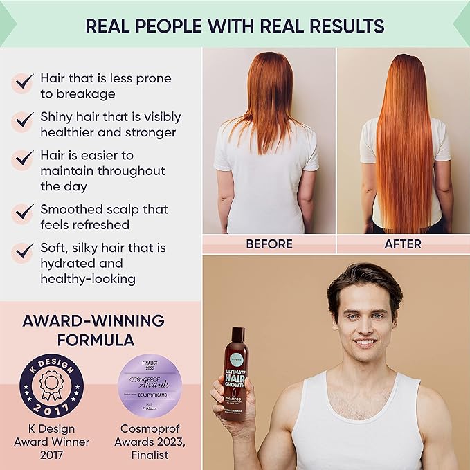 Moerie Ultimate Hair Growth Shampoo – For Longer, Thicker, Fuller Hair - Vegan Friendly Volumizing Hair Products – Paraben & Silicone Free – All Hair Types – Reverse Hair Loss – 8.45 fl oz, Double Set