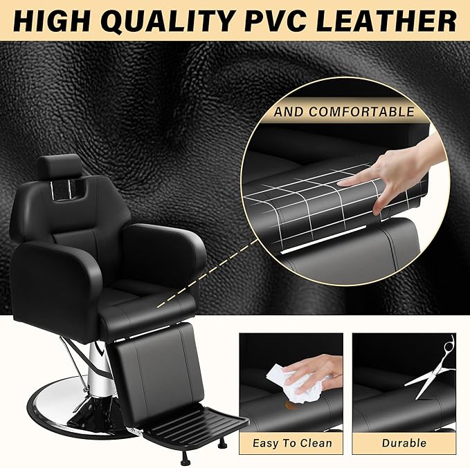 Professional Barber Chair for Barbershop Hydraulic Reclining Heavy Duty Salon Chair, 360 Degree Swivel for Hair Stylist Tattoo Home