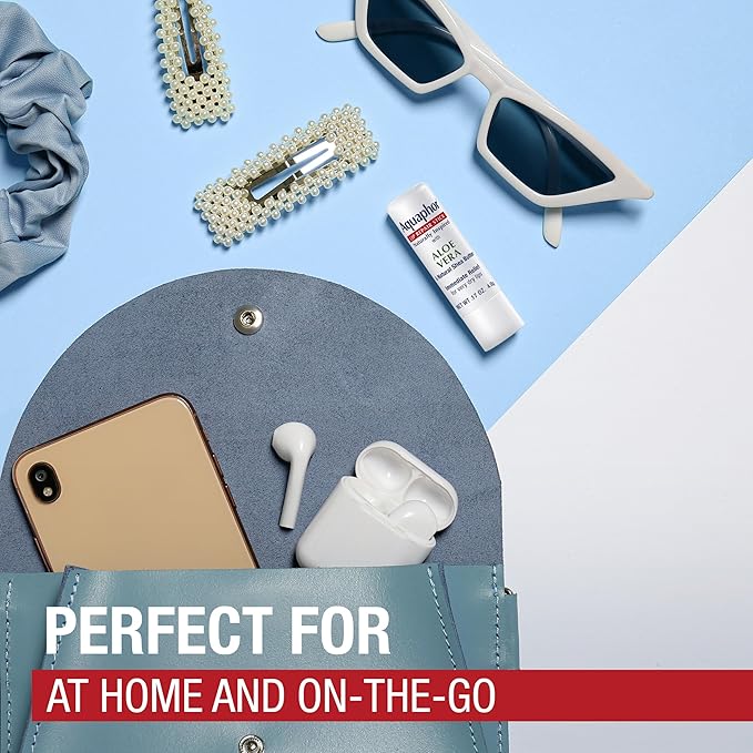 Aquaphor Naturally Inspired Lip Repair Stick with Aloe Vera and Natural Shea Butter, Hydrating Lip Balm Stick Immediately Relieves Dryness and Soothes Chapped Lips, 0.17 Oz Stick, Pack of 3