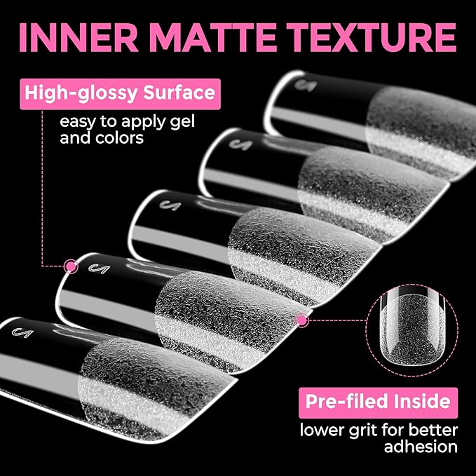 UNA GELLA Medium Square Nail Tips: 216pcs Square Press on Nails Pre-shape Clear Nails Tips for Full Cover Acrylic French False Nails For Nail Extension, Home DIY Nail Salon 12 Sizes False Tips