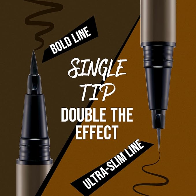 NOON'S UP Flat Eye-Liner - Waterproof Liquid Eyeliner Pen | Ultra-Slim & Bold Ash Brown Eyeliner Liquid | Quick Dry Waterproof Eyeliner Pen | Eye-Defining Brown Liquid Eyeliner 0.018 Fl Oz