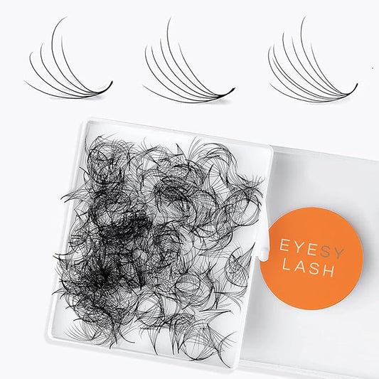 Eyesy Lash 500 Camellia Promade Fans - 5D 0.07 Size 9-11-13mm Curl CC - Natural Premade Lash Fans for Eyelash Extensions 3 Lengths in 1 Loose Pre Made Eyelash Create Depth, Texture, Layer, Volume