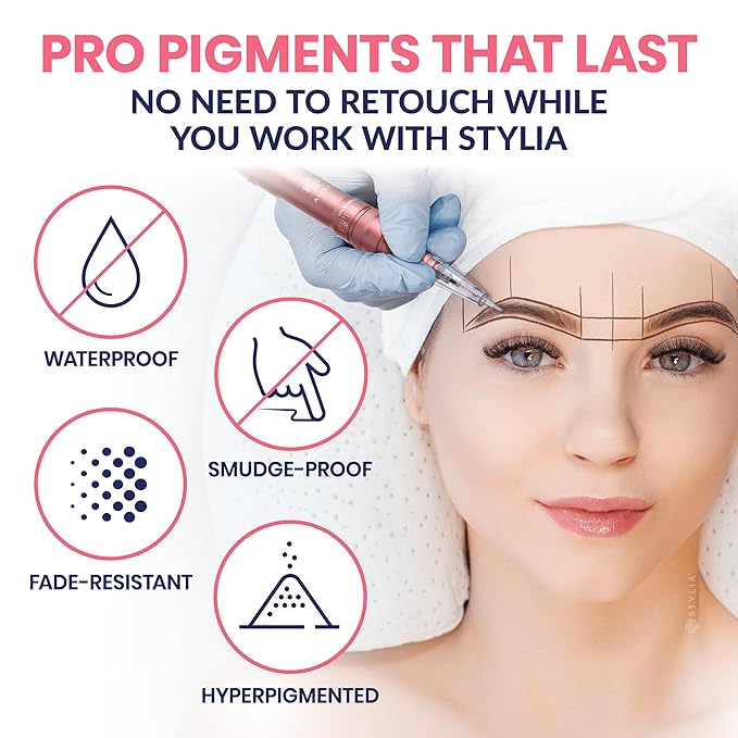 Stylia Waterproof Eyebrow Pencils For Women – Long-Lasting Microblading Supplies Brow Pencil, Perfect for Eyebrow Shaper, Filling & Defining Natural-Looking Brow - (12PC in 5 Colors)
