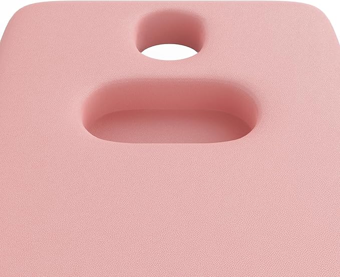 Metal Frame Wide Stationary Massage Table for Treatment Table Physical Therapy Table Spa Facial Bed, PU Leather 31.5'' Wide 75'' Long (Pink, Integral Structure)