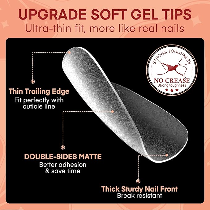 Toe Nails - Big Wide Squoval, Full Cover Matte, Soft Gel, Square & Round, Clear Gel, Soak Off - 360pcs, 15 Sizes, DIY Salon