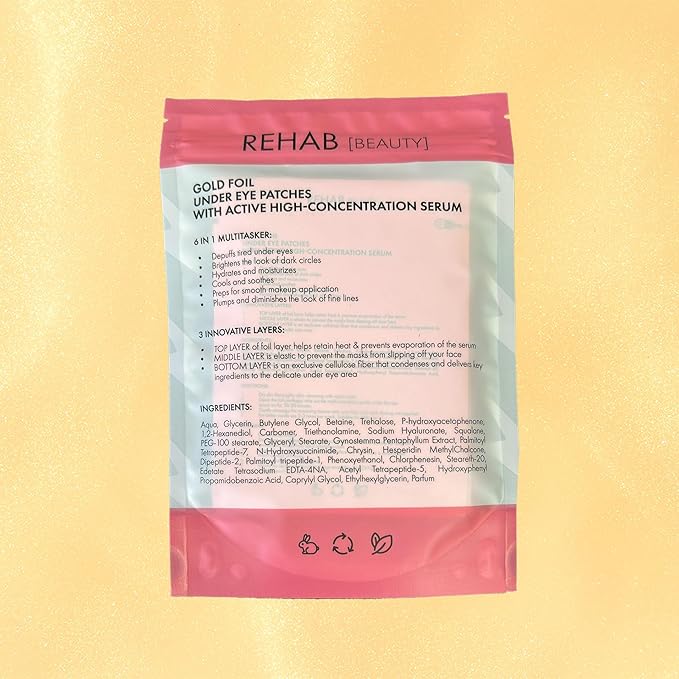 24k Gold Under Eye Patches for Puffy Eyes (7 Pairs) – Gold Foil Under Eye Masks for Dark Circle with Betaine, Hyaluronic Acid – Skincare Eye Bags Patches Treatment for Men & Women