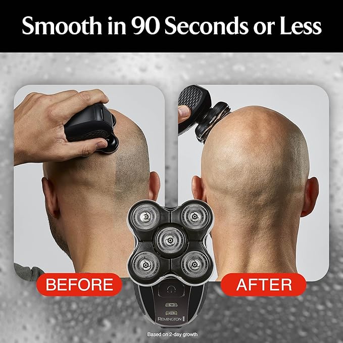 Remington Balder Boss Electric Razor for Head XR7120 - Premier Wet/Dry Bald Head Shaver, Japanese Steel Blades, Cordless Rechargeable, Effortless Head Shaving with Precision Dual Track Heads