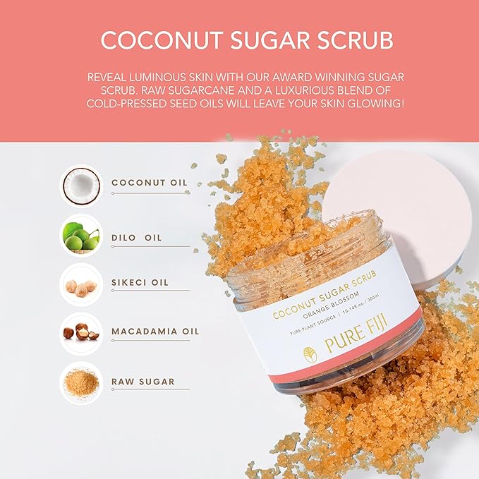 Pure Fiji Coconut Sugar Body Scrub, Orange Blossom (10.14 Oz /300ml)