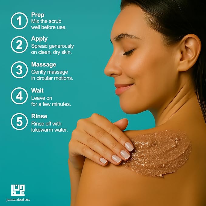 Juman Dead Sea Salt Body Scrub | Infused with Aloe Vera Essential Oil & Cocoa Butter | Acia Berry Scrub | Removes Dead Skin Cells and Rejuvenate Dull Skin | SlS & Paraben Free | Vegan | 11.46 Oz